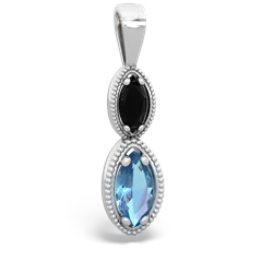 Onyx Antique-Style Halo 14K White Gold pendant P5700