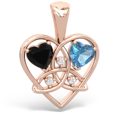 Onyx Celtic Trinity Heart 14K Rose Gold pendant P5331