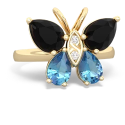 Onyx Butterfly 14K Yellow Gold ring R2215