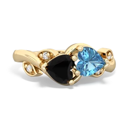 Onyx Floral Elegance 14K Yellow Gold ring R5790