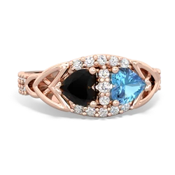 Onyx Sparkling Celtic Knot 14K Rose Gold ring R2645