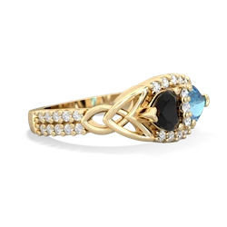 Onyx Sparkling Celtic Knot 14K Yellow Gold ring R2645