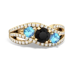 Onyx Three Stone Aurora 14K Yellow Gold ring R3080