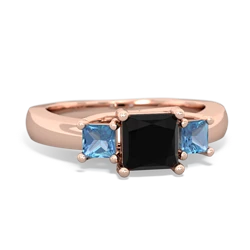 Onyx Three Stone Trellis 14K Rose Gold ring R4015