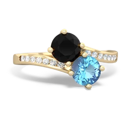 Onyx Channel Set Two Stone 14K Yellow Gold ring R5303