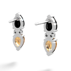 Onyx Bowtie Drop 14K White Gold earrings E0865