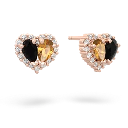 Onyx Halo 14K Rose Gold earrings E7008