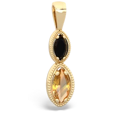 Onyx Antique-Style Halo 14K Yellow Gold pendant P5700