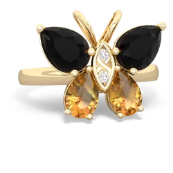 Onyx Butterfly 14K Yellow Gold ring R2215