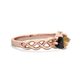 Onyx Heart To Heart Braid 14K Rose Gold ring R5870