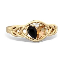 Onyx Celtic Love Knot 14K Yellow Gold ring R5420