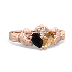 Onyx 'Our Heart' Claddagh 14K Rose Gold ring R2388