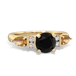 Onyx 6Mm Round Eternal Embrace Engagement 14K Yellow Gold ring R2005