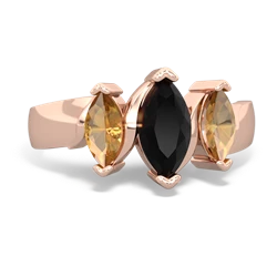 Onyx Three Peeks 14K Rose Gold ring R2433