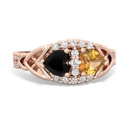 Onyx Sparkling Celtic Knot 14K Rose Gold ring R2645