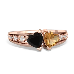 Onyx Heart To Heart 14K Rose Gold ring R3342