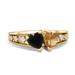 Onyx Heart To Heart 14K Yellow Gold ring R3342