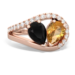 Onyx Nestled Heart Keepsake 14K Rose Gold ring R5650