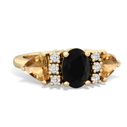 Onyx Antique Style Three Stone 14K Yellow Gold ring R2186