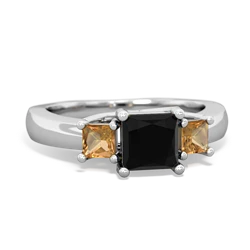 Onyx Three Stone Trellis 14K White Gold ring R4015