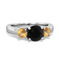 Onyx Three Stone Round Trellis 14K White Gold ring R4018