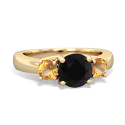 Onyx Three Stone Round Trellis 14K Yellow Gold ring R4018