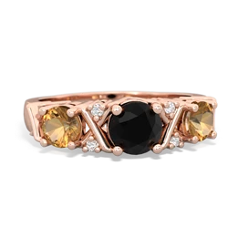 Onyx Hugs And Kisses 14K Rose Gold ring R5016