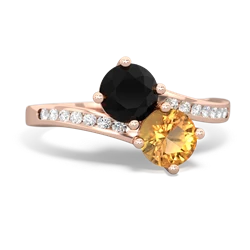 Onyx Channel Set Two Stone 14K Rose Gold ring R5303