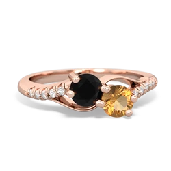 Onyx Infinity Pave Two Stone 14K Rose Gold ring R5285