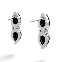 Onyx Bowtie Drop 14K White Gold earrings E0865