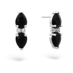 Onyx Bowtie Drop 14K White Gold earrings E0865