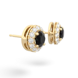 Onyx Diamond Halo 14K Yellow Gold earrings E5370