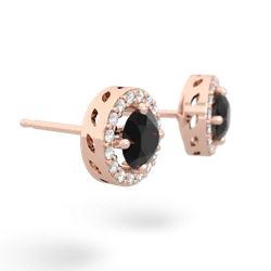 Onyx Halo 14K Rose Gold earrings E5320