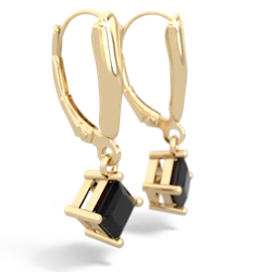 Onyx 6Mm Princess Lever Back 14K Yellow Gold earrings E2789