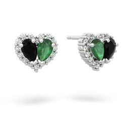 Onyx Halo 14K White Gold earrings E7008