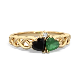 Onyx Heart To Heart Braid 14K Yellow Gold ring R5870