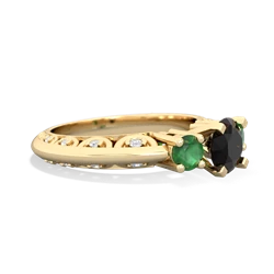 Onyx Art Deco Eternal Embrace Engagement 14K Yellow Gold ring C2003