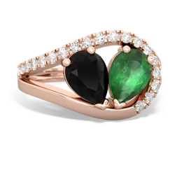 Onyx Nestled Heart Keepsake 14K Rose Gold ring R5650