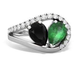 Onyx Nestled Heart Keepsake 14K White Gold ring R5650