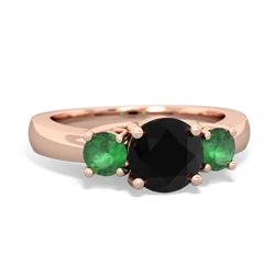 Onyx Three Stone Round Trellis 14K Rose Gold ring R4018