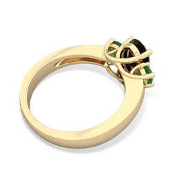 Onyx Three Stone Oval Trellis 14K Yellow Gold ring R4024