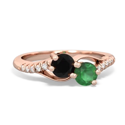 Onyx Infinity Pave Two Stone 14K Rose Gold ring R5285