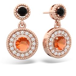 Onyx Halo Dangle 14K Rose Gold earrings E5319