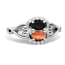 Onyx Love Nest 14K White Gold ring R5860