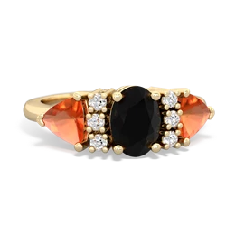 Onyx Antique Style Three Stone 14K Yellow Gold ring R2186