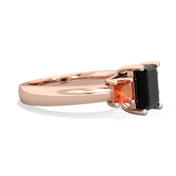 Onyx Three Stone Emerald-Cut Trellis 14K Rose Gold ring R4021