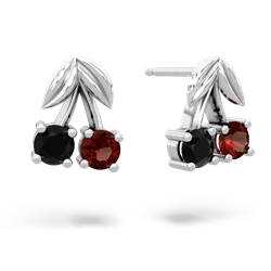 Onyx Sweet Cherries 14K White Gold earrings E7001