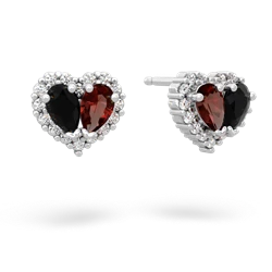 Onyx Halo 14K White Gold earrings E7008