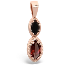 Onyx Antique-Style Halo 14K Rose Gold pendant P5700