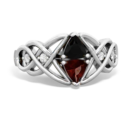 Onyx Keepsake Celtic Knot 14K White Gold ring R5300